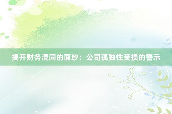 揭开财务混同的面纱：公司孤独性受损的警示