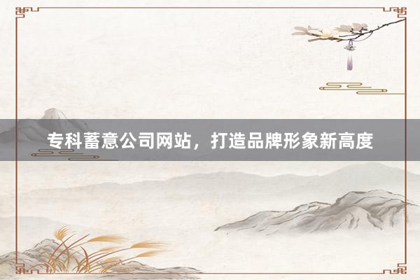 专科蓄意公司网站，打造品牌形象新高度